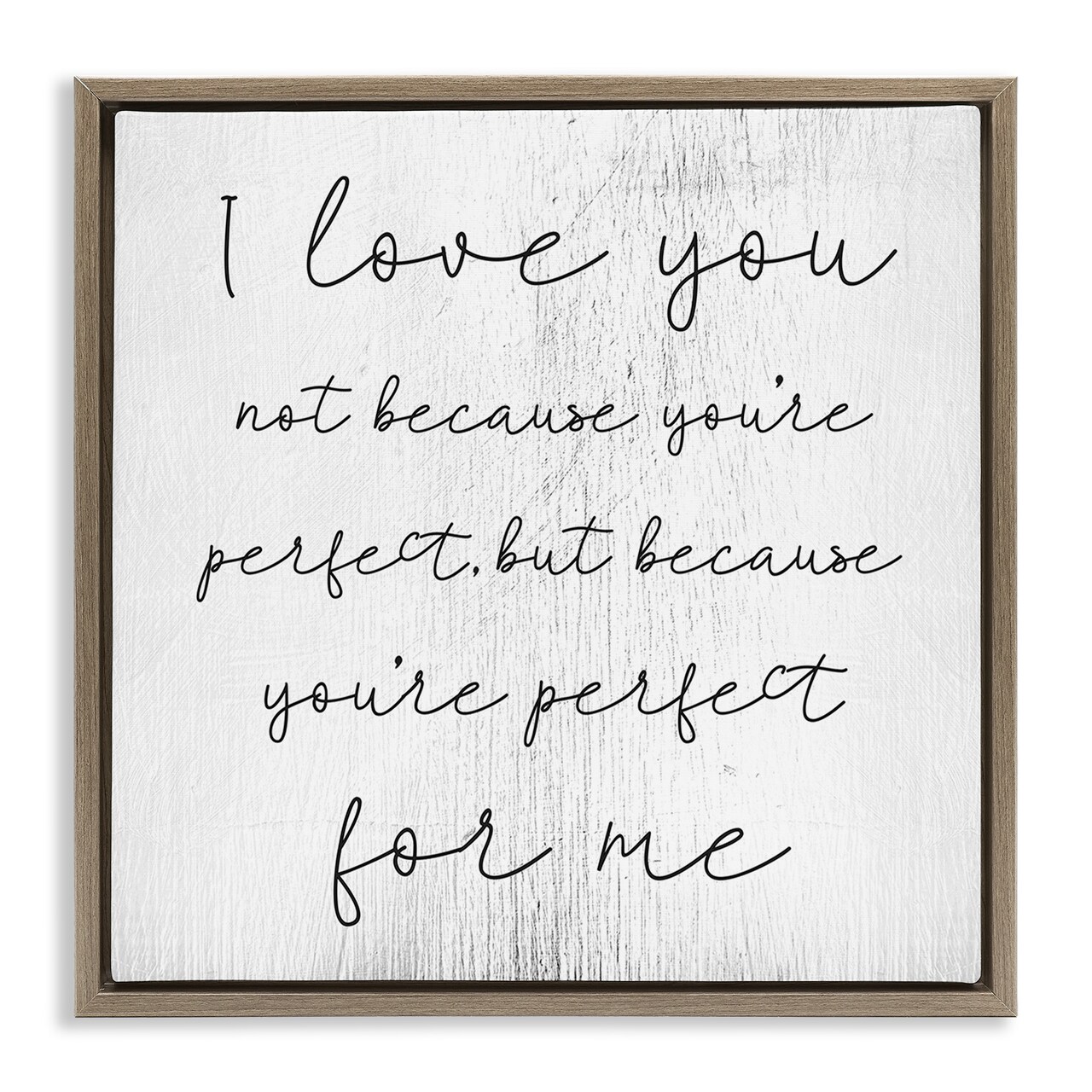 Stupell Industries Love Not Perfect Inspirational Romance Framed Floater Canvas Wall Art